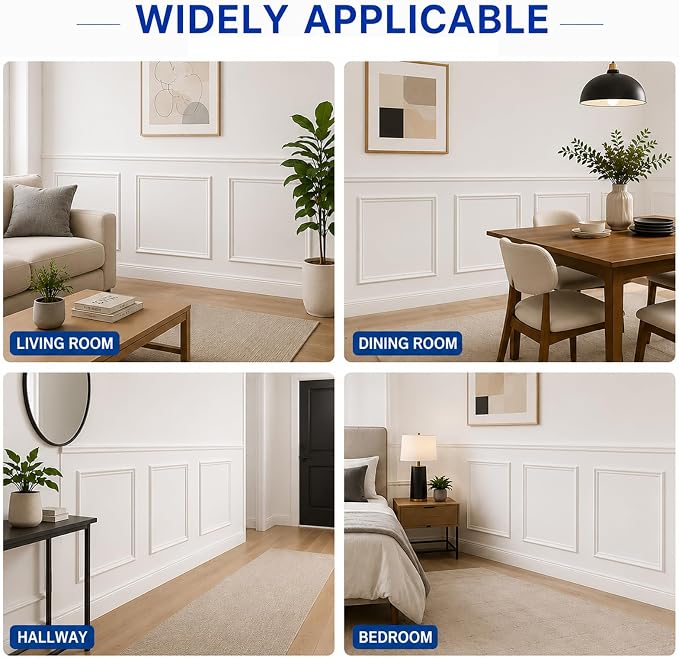 3 Set Peel and Stick Wall Molding Kit,Pre Cut Wainscoting Panels,24x24in | Self Adhesive,Paintable,PVC,Premade - Image 7