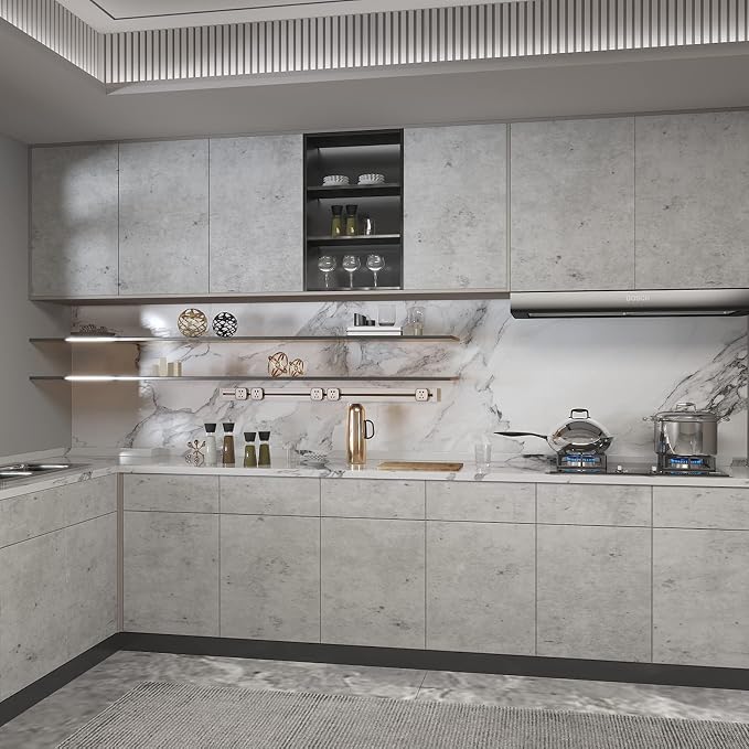 3yecao 48"×79" Long Wide Thick Grey Concrete Wallpaper Peel and Stick Waterproof Light Gray Concrete Contact Paper Vinyl Textured Matte Industrial Cement Wall Stickers for Countertops Kitchen Island - Image 9