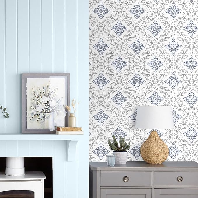Peel and Stick Wallpaper Blue Wallpaper for Kitchen 16.9" x 118.1" | Blue Geometric Wall Paper for Bathroom Waterproof Boho Self Adhesive Removable Contact Paper Backsplash Decorative Vinyl - Image 5