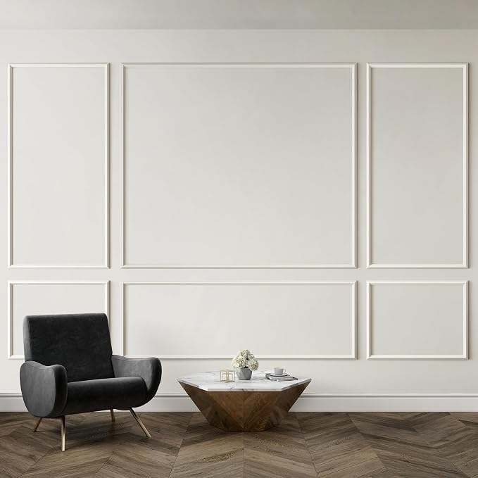 INMOZATA Pre-Cut Peel and Stick Wall Molding Wainscoting Panels 87"x134" | Strong Adhesive, Paintable, Large Area, Easy to Install, Ideal for Interior Wall Decor Living Room Bedroom Hallway by INMOZATA