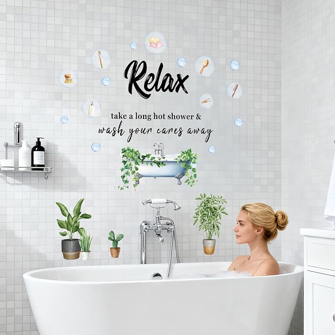 LHIUEM Home Office Wall Decals, Inspirational Plant Wall Stickers, Motivational Quote Bathroom Wallpaper, Positive Affirmation Relax Murals, Bedroom Workspace Decor, Classroom Teacher Decorations - Image 4