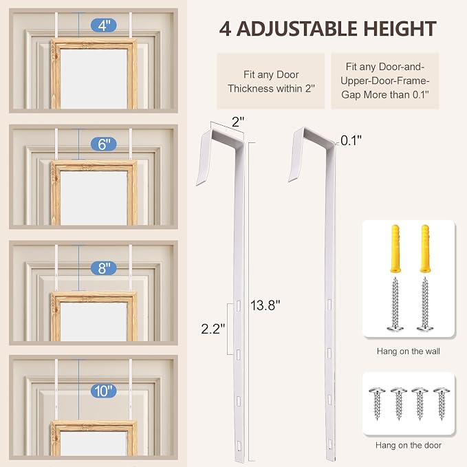 50"x16" Door Mirror, Rustic Full Length Mirror, Over The Door Hanging Mirrors Full Length, Wooden Hanging Mirrors for Bedroom, Bathroom, Oak Color - Image 5