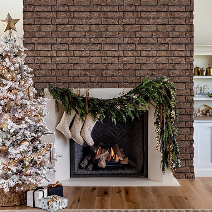3D Faux Brick Wall Panels Peel and Stick, Designed for Quick DIY | Brown, 10 Pcs 11.8" x 11.8", Small Brick-Look, Ultra-Light PVC Fake Brick Wall Covering for Wall Renovation, Cover 9.7 sq ft - Image 10