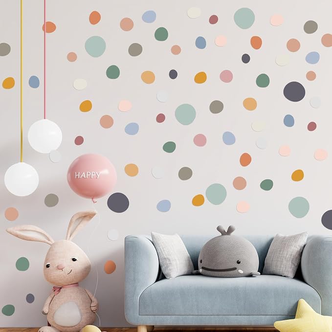 TaoBary 15 Sheet 300 Pcs Polka Dot Wall Decals Boho,Bright Color | Removable Peel Stick Stickers for Playroom Nursery Kids Room, Irregular Sizes Terrazzo Decor, Vinyl Safe for Walls by TaoBary