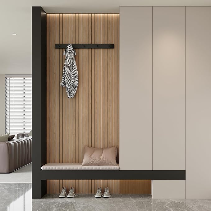 Yutianli PVC Slat Wall Panel Peel and Stick 236"x 15.7" Faux Wood Slat Panel Artificial Oak Wood Grain Self-Adhesive Soundproof 3D Wall Panel for Walls and Ceilings - Image 4