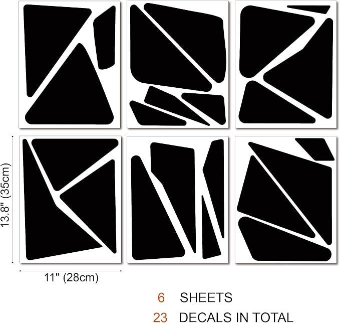 Large Black Boho Geometric Wall Decals, Modern Triangle Wall Décor | Stunning bold aesthetic accent wall in minutes. Peel and stick matte black vinyl stickers for living room, bedroom, office. - Image 6