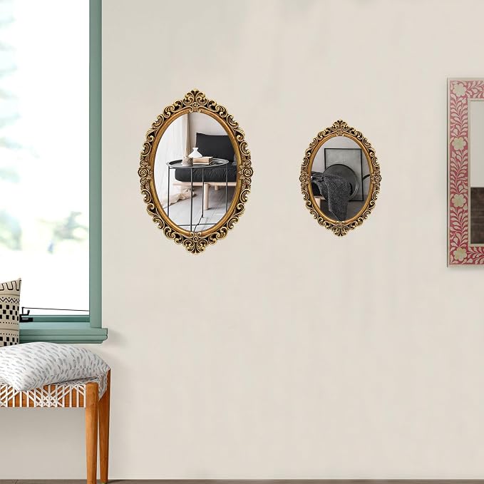OIGUMR Small Oval Wall Mirror Resin Frame Size：15 x 10.7 inch - Image 4