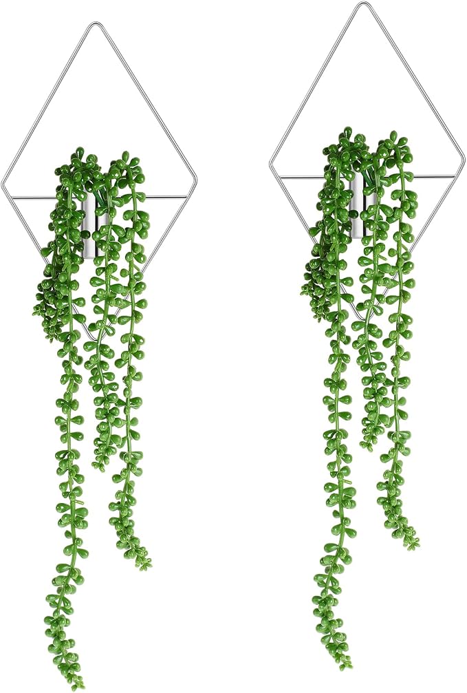 Canlierr 4 Pcs Wall Decor Hanging Planters, Succulent, Silver - Image 9
