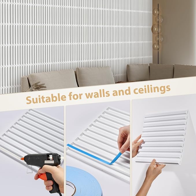 Heikki 30 Pack 3D Wall Panel for Interior Wall Décor, PVC Flower Textured Wall Panels for Living Room Bedroom Hotel Office, 11.8"x11.8", Double-sided Tape (White-XHT) - Image 3