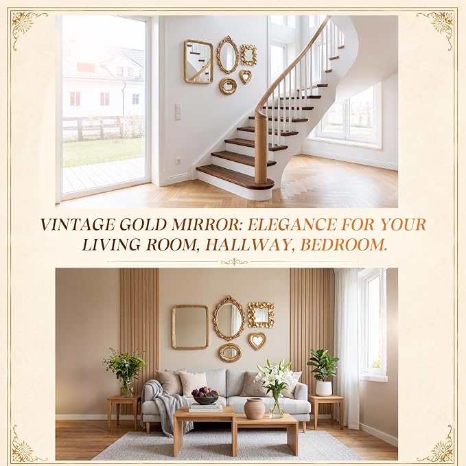 Vintage Mirror Set,11in/8in/6in/4in,Cute Style,5 Pcs - Image 5