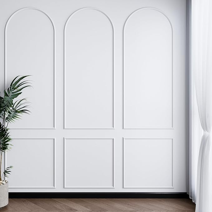 Colingmill 3 Set 24 x 64 Inch Arch Wall Molding Kit Peel Stick Arch Premade Accent Wainscoting Panel Wall Panel Decor Pre Cut Trim Kit for Home Walls Molding DIY Living Room Decor(Classic Style) by Colingmill