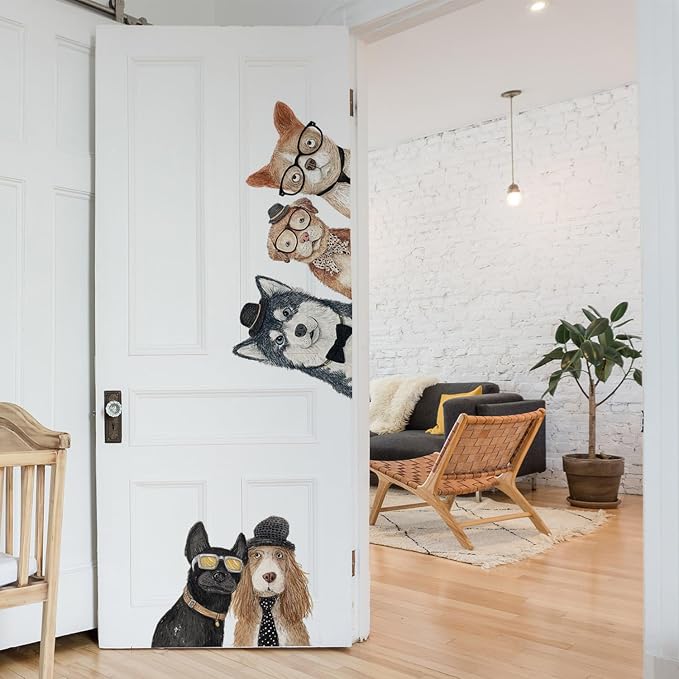 Funny Dog Wall Decals Sticker – Peeking Pet Friends Door Wall Decor, Removable Peel and Stick Vinyl Animal Wall Art for Bedroom, Living Room, Entryway, Closet, Home Decoration - Image 8
