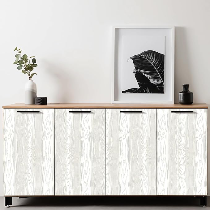 Yun-aeon Light White and Silver Wood Contact Paper 17.3"x120" Rustic Wooden Peel and Stick Wallpaper Removable Self-Adhesive Wallpaper Wood Grain Contact Paper for Countertops Cabinets - Image 9