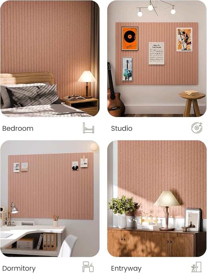 Fluxynara 48" x 36" Large Felt Bulletin Board, Terracotta | 12 Pack Cork Board Alternative with 60 Safe Adhesive Tabs, Pin Boards for Wall Decor, Home, Office, Classroom,Dorm - Image 7