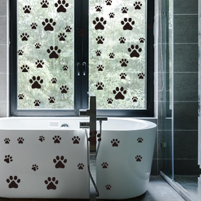 106 Pcs Black Paw Print Stickers Wall Decor, Dog Paw Stickers Removable Art Vinyl Door Decal Wallpaper for Family Bedroom Living Room Home Decorations Animal Tracks Decor - Image 6