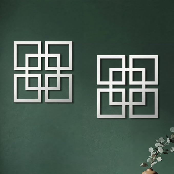 Weysat 2 Pieces Silver Mirrored Wall Decor 11.8 x 11.8, Silver, Mirrored - Image 7
