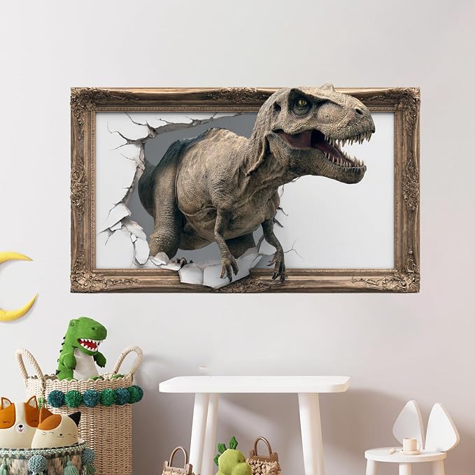 Dinosaur Wall Decals Stickers, Realistic Animal Wall Art Peel and Stick, Removable Vinyl Wall Decor for Bedroom, Living Room, Office, Home Decoration - Image 3