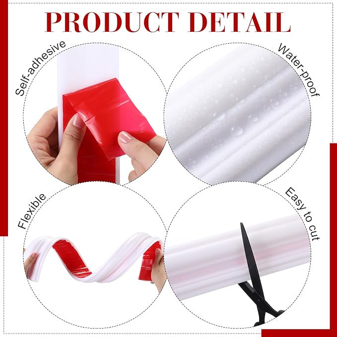 19.7ft Peel and Stick Chair Rail, 2.36 Inch, Stylish, White - Image 3
