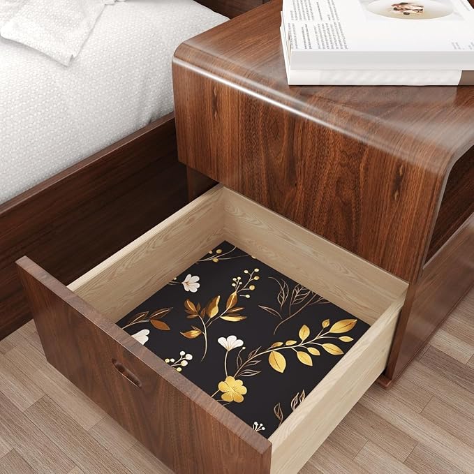 Laatse Black Floral Leaf Vintage Wallpaper Peel and Stick 17.5" × 118" | Self Adhesive/Removable/Waterproof/Thick Vinyl Contact Paper for Bathroom Bedroom Shelf Cabinet Drawer,Prepasted,Easy Peel - Image 7
