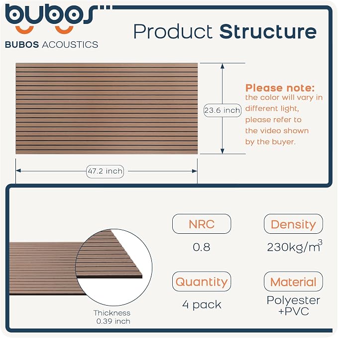 BUBOS 4-Pack Acoustic Panels 47.2"x23.6", Peel & Stick Sound Wall Panels | Self-Adhesive, Marble Pattern Decor Sound Wall Panels, Large Coverage for Studio Office Home - Image 2