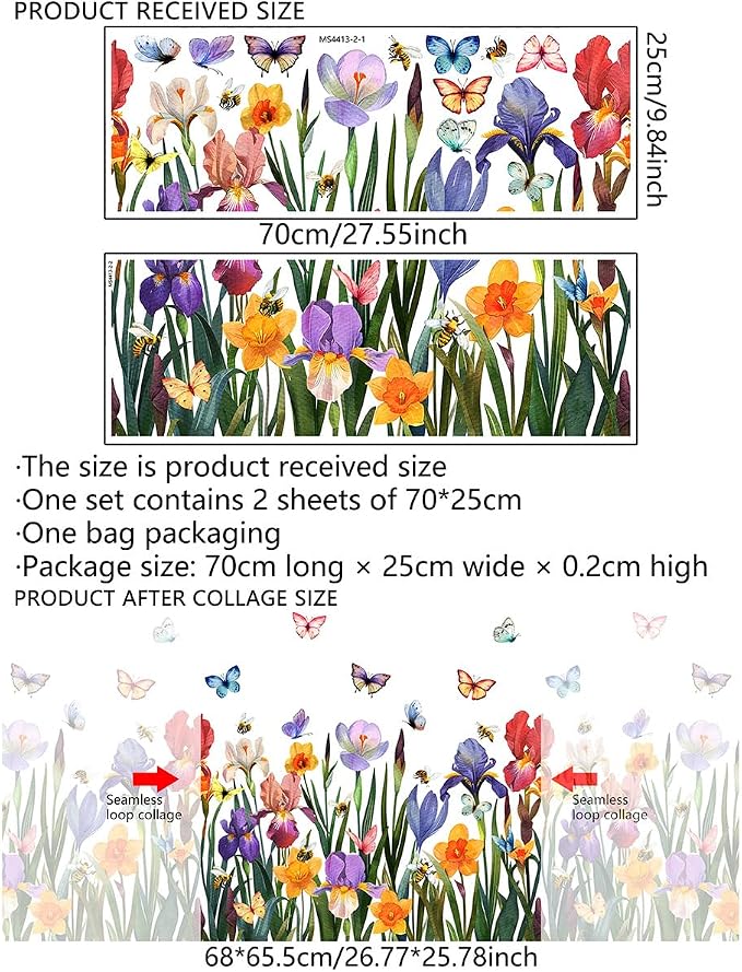 Runtoo Garden Flower Wall Art Decals Wildflower Floral Butterfly Wall Stickers Girls Bedroom Living Room Nursery Wall Decor - Image 4