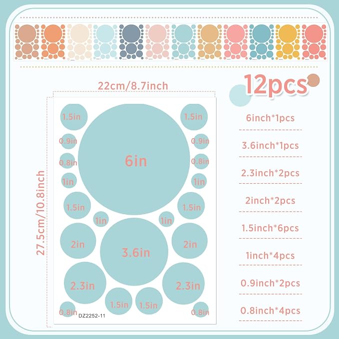 Zonon 264 Pcs Polka Dot Wall Decals Circle Stickers Peel and Stick | Removable Vinyl Stickers for Girls Bedroom, Nursery, Playroom, Classroom Decor, Bright Colors, Easy to Reposition - Image 2