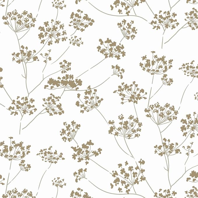 Hopepak Floral Peel and Stick Wallpaper Beige Contact Paper for Bedroom Leaf Removable Self Adhesive Wall Paper for Bathroom Modern Wallpaper for Walls Cabinets Shelf Liner Vinyl 17.3" x 78.7" by Hopepak