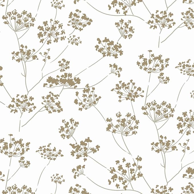 Hopepak 17.3"×197" Peel and Stick Wallpaper Floral Beige Contact Paper for Bathroom Leaf Removable Self Adhesive Wall Paper for Bedroom Modern Wallpaper for Walls Living Room Vinyl by Hopepak