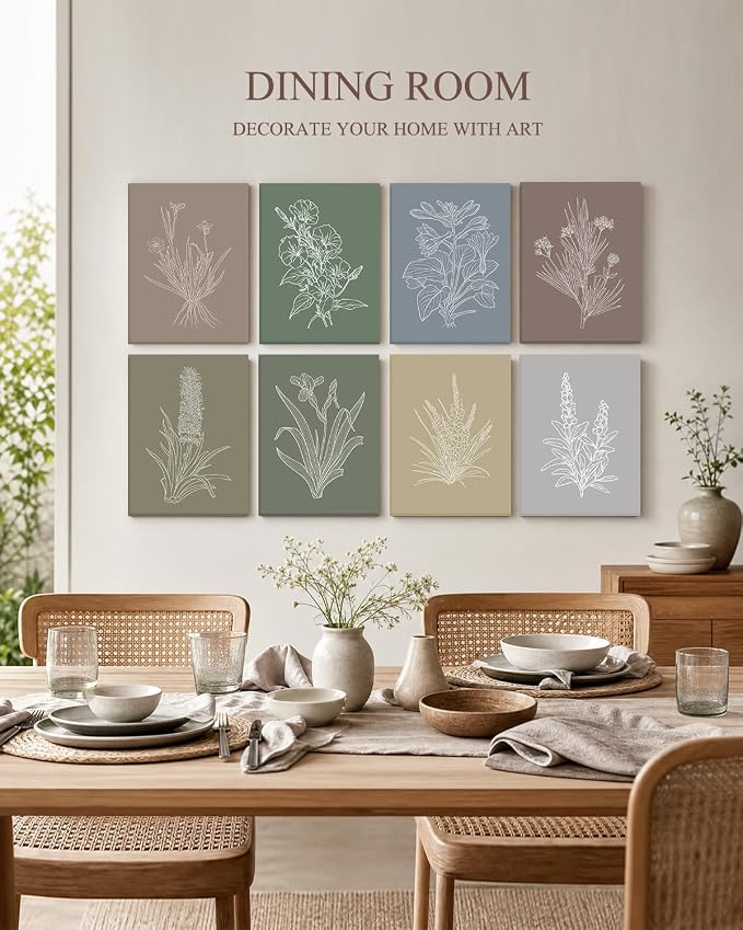 VIYYIEA Acoustic Art Wall Panel, Boho Botanical SoundProof Absorbing Panel | 48×32 in Minimalist Sage Green Floral Home Decor for Bedroom Recording Room, 8pcs Acoustical Colorful 3D Bulletin Board - Image 2