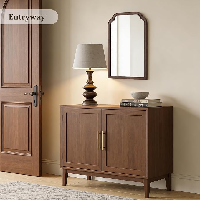 WallBeyond Wood Bathroom Mirrors for Wall Mounted, 20" x 30" Rustic Wood Frame Wall Mirrors Decorative for Living Room or Bedroom Vanity Mirror (Walnut) - Image 4