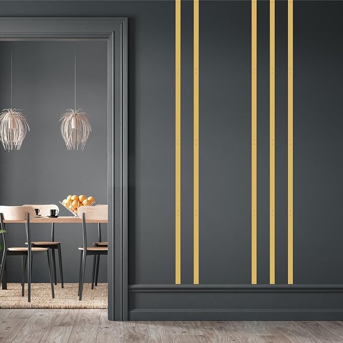 Golden Metal Wall Art Modern Striped Walls Decor Minimalist Line Arts Sign | Minimalist line art hanging sign, easy to install, metal plaque decorative, walls sculptures, for bedroom office living room by Easma