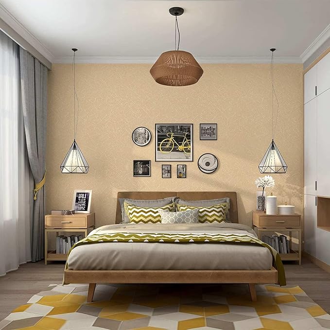 Beige Peel and Stick Self Adhesive Wallpaper Countertop Contact Paper | Gold Removable Embossed Silk Waterproof Bathroom Wallpaper 15.7" X 118" Kitchen Vinyl Wrap for Cabinet Shelf Liner Paper - Image 5