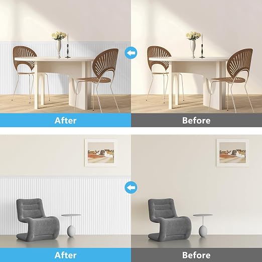 Art3d Beadboard Wainscoting Wall Panel Kit, 37.8 x 9.84 Inch, Matte White | 12-Piece Panels + 4 Edge Trims, 31 Sq.Ft. Coverage, Lightweight, Water-Resistant, Easy to Trim, for Living Room, Bedroom - Image 2