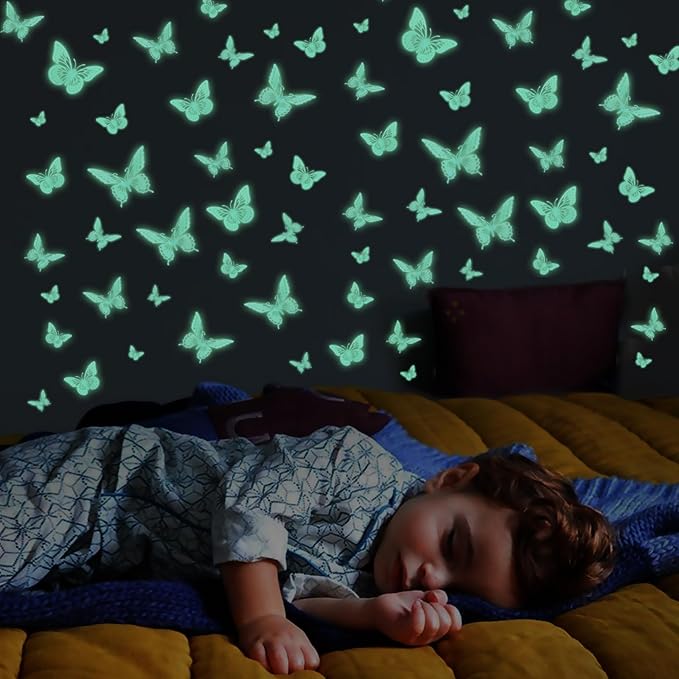 SAOROPEB Glow in The Dark 3D Butterfly 24 Pcs 3 Sizes, Luminous Butterfly Stickers for Ceiling or Wall, Glow in The Dark Party Supplies, Removable Luminous Stickers for Kids Babys Nursery (Green) | 3 Sizes, Luminous Butterfly Stickers for Ceiling Wall,... - Image 2