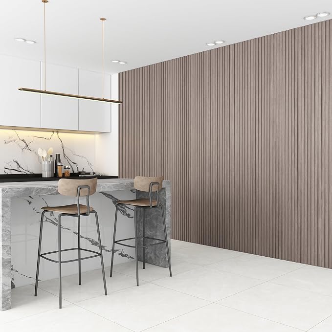 Slat Wall Panel 8-Pack, 108’’x6.3’’, Smoky Oak | WPC Wall Panel for Interior Wall Decor, TV Background, Kitchen, Bedroom - Image 4