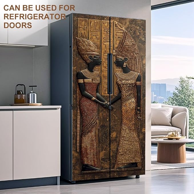 Ancient Egyptian Door Mural, Pharaoh Hieroglyphic Door Cover | Waterproof PVC, 30.3" W x 78.7" L; Egyptian art design for bedroom, entryway, office or study doors. - Image 7