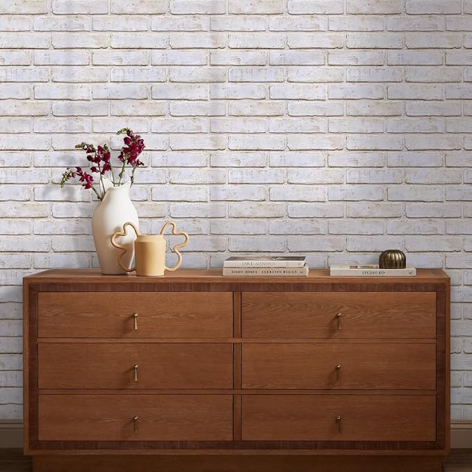 Commomy 3D Faux Brick Wall Panels Peel and Stick - 10pcs 15.74" x 11.8" | Ultralight Thin PVC Fake Brick Wallpaper Tiles Wall Covering for Home Office,Living Room Quick DIY Wall Decor(12.92 sq.ft) - Image 6