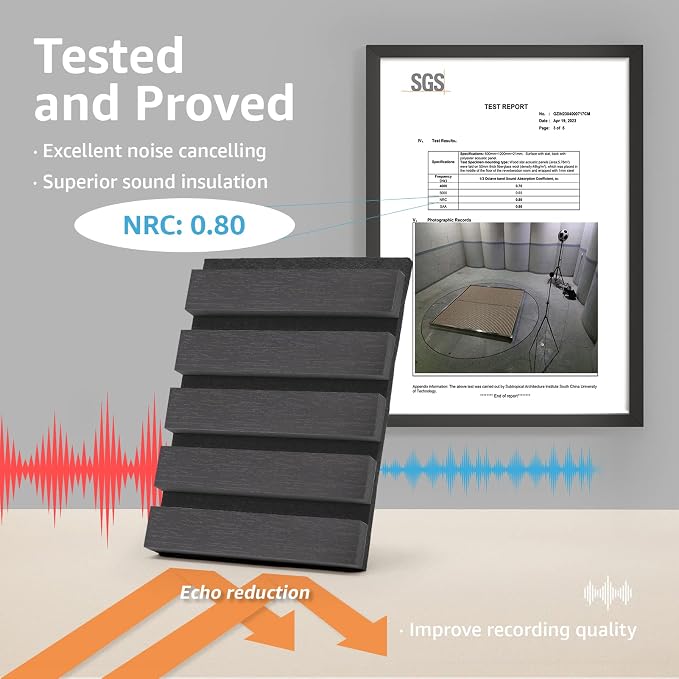 Art3d 4-Pack Soundproof Wood Slat Wall Panel, 94.5 x 7.9 Inch, Matte Black | Wood Grain Finish, Effortless Setup, Sustainable, Long-Lasting, Noise Reduction, Easy Care, for Living Room, Bedroom, Office - Image 2
