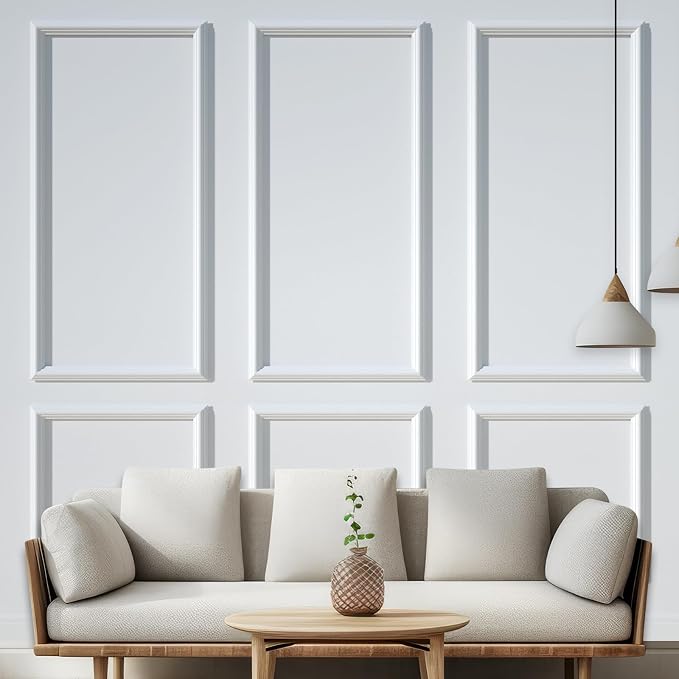 NeatiEase Peel and Stick Wall Molding Kit 6-Frame Premade, Ready-to-Assemble Wall Moulding Panel Frame, Self Adhesive Wainscoting Panels, Accent Molding Trim for Interior Walls Home Decor (Style 1) by NeatiEase