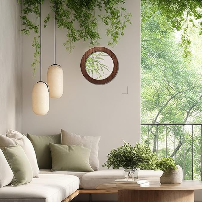 3 PCS Wall Mirrors Decorative, 8 Inch Small Round Rustic Wood Mirror Decorative Wall Mirror for Home Door Living Room Bathroom Bedroom and Entryway (Not Real Glass Mirror) - Image 6