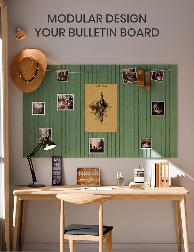 Fluxynara 36" x 24" Large Felt Bulletin Board, Moss Green | 6 Pack Cork Board Alternative with 30 Safe Adhesive Tabs, Felt Pin Boards for Wall Decor, Home, Office, Classroom, Dorm - Image 6