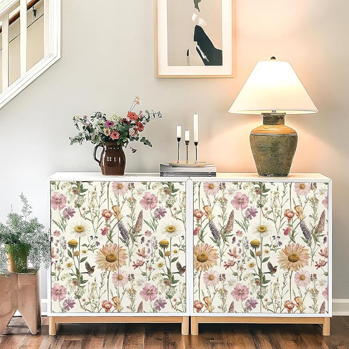 Livebor Floral Peel and Stick Wallpaper for Bathroom 16.9inch x 118.1inch | Floral Bird Contact Paper Vintage Flower Wallpaper Peel and Stick Self Adhesive Waterproof Flower Decorative Wall Paper Vinyl - Image 7
