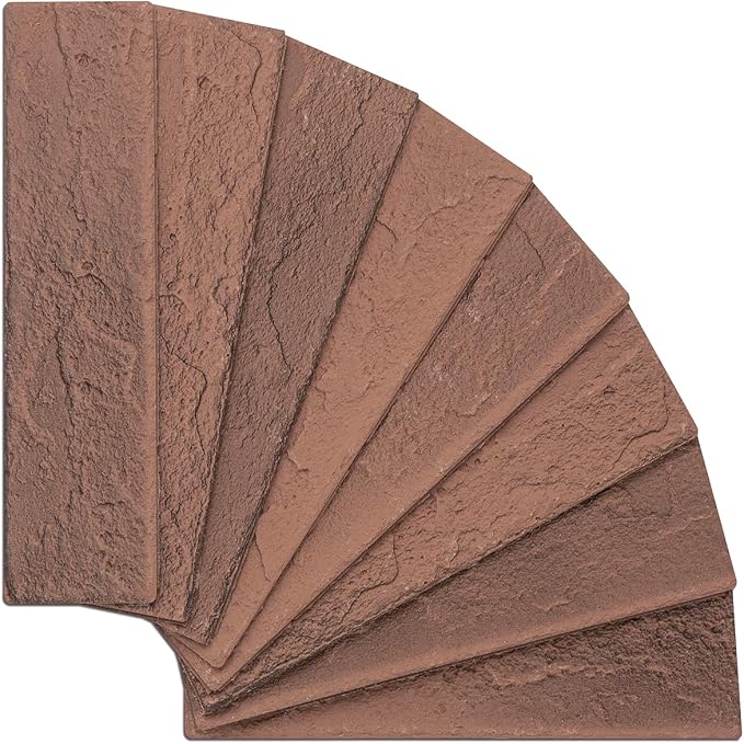 100 Vintage Brown/Red Faux Brick Wall Tiles, 3D Thin Brick Veneers for Bedroom, Bathroom, Kitchen, Fireplace and Fence Wall Panels (14.2 sq ft) - Image 3
