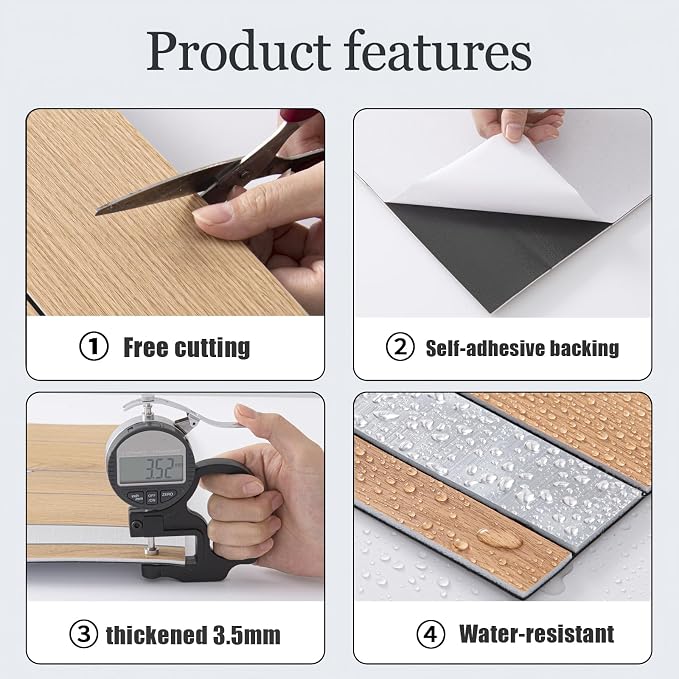 Haimin 3D Wall Panels Wood Grain Slat, 10Pcs 23.6"x11.6" Peel and Stick Self-Adhesive Textured Paneling, Easy DIY Light Luxury Decor for Bedroom Living Room Home (Light Oak with Gold) - Image 4