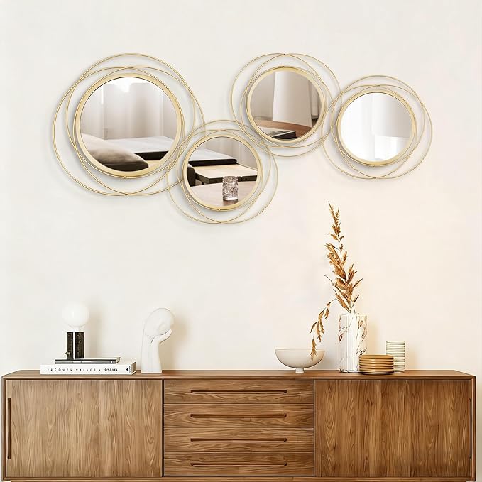 4 Set Circle Mirrors for Wall Decor Living Room Bedroom Entryway - Image 3