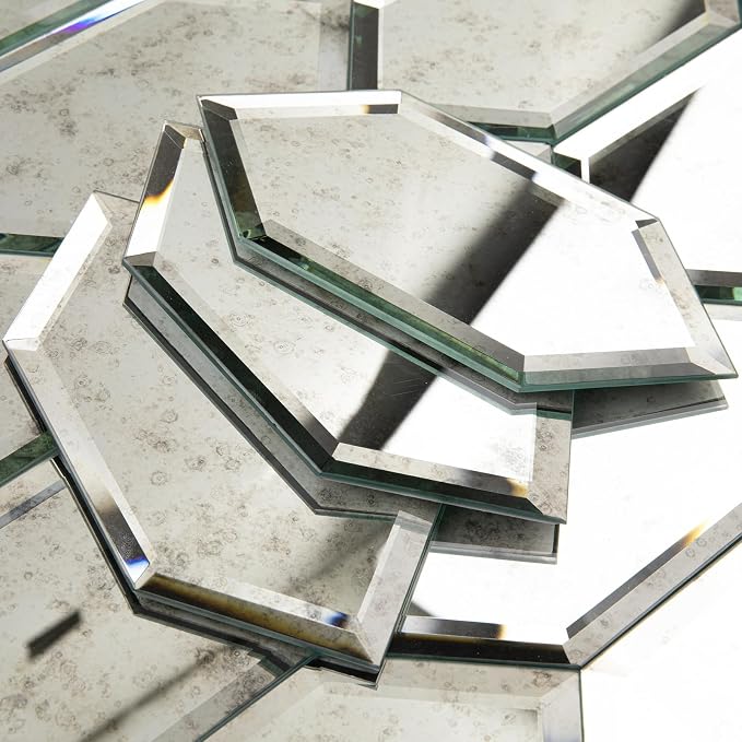 Peel and Stick Beveled Mirror Tile, Mirror Backsplash Tiles for Kitchen Bathroom Wall 4x6 Inch Long Hexagon Light Antique 30 Pcs, 4.8 SQ.FT - Image 5
