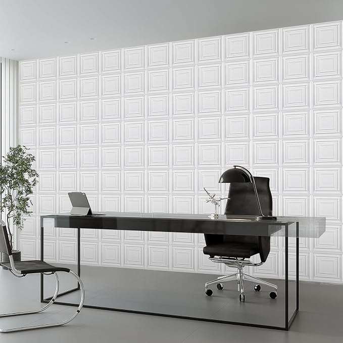 Heikki 30 Pack 3D Wall Panel for Interior Wall Décor, PVC Flower Textured Wall Panels for Living Room Bedroom Hotel Office, 11.8"x11.8", Double-Sided Tape (White-HZX) - Image 6