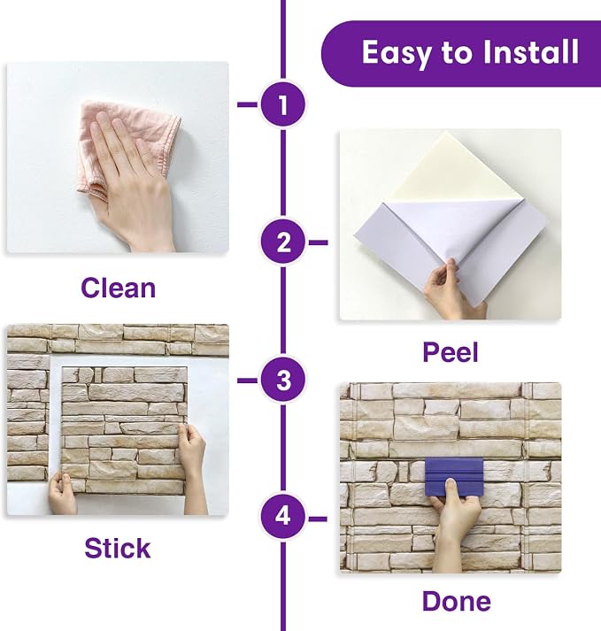 3D Faux Stone Wall Panels Peel and Stick, Designed for Quick DIY | Beige, 10 Pcs 11.8" x 11.8", Stone-Look, Ultra-Light PVC Fake Stone Wall Covering Tiles for Wall Renovation, Cover 9.7 sq ft - Image 6