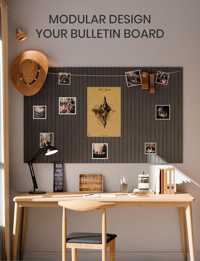 Fluxynara 36" x 24" Large Felt Bulletin Board, Charcoal Gray | 6 Pack Cork Board Alternative with 30 Safe Adhesive Tabs, Pin Boards for Wall Decor, Home, Office, Classroom,Dorm - Image 6