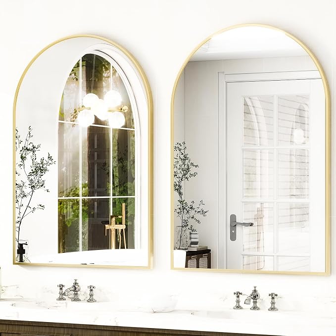HARRITPURE 16"x24" Arched Bathroom Mirror - Gold Wall Mounted Mirror - Black Arch Mirror - Aluminum Alloy Frame Bathroom Mirror Living Room, Bedroom, Bathroom and Entryway - Image 7